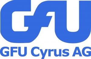 GFU Cyrus AG Logo weißer Hintergrund blaue Schrift